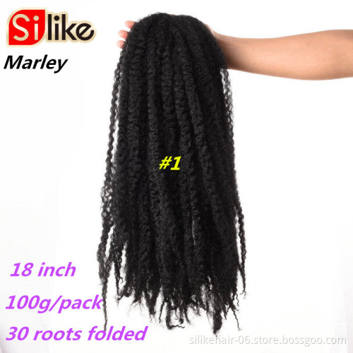 silike18'' Crochet Marley Braids Black Hair Soft Afro Twist Synthetic Braiding Hair Extensions low Temperature Fiber For Woman